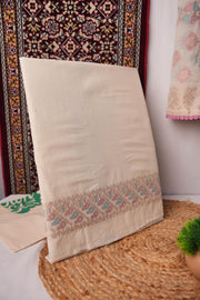 Slate Elegance Off-White Pure Cotton Unstitched Suit Set